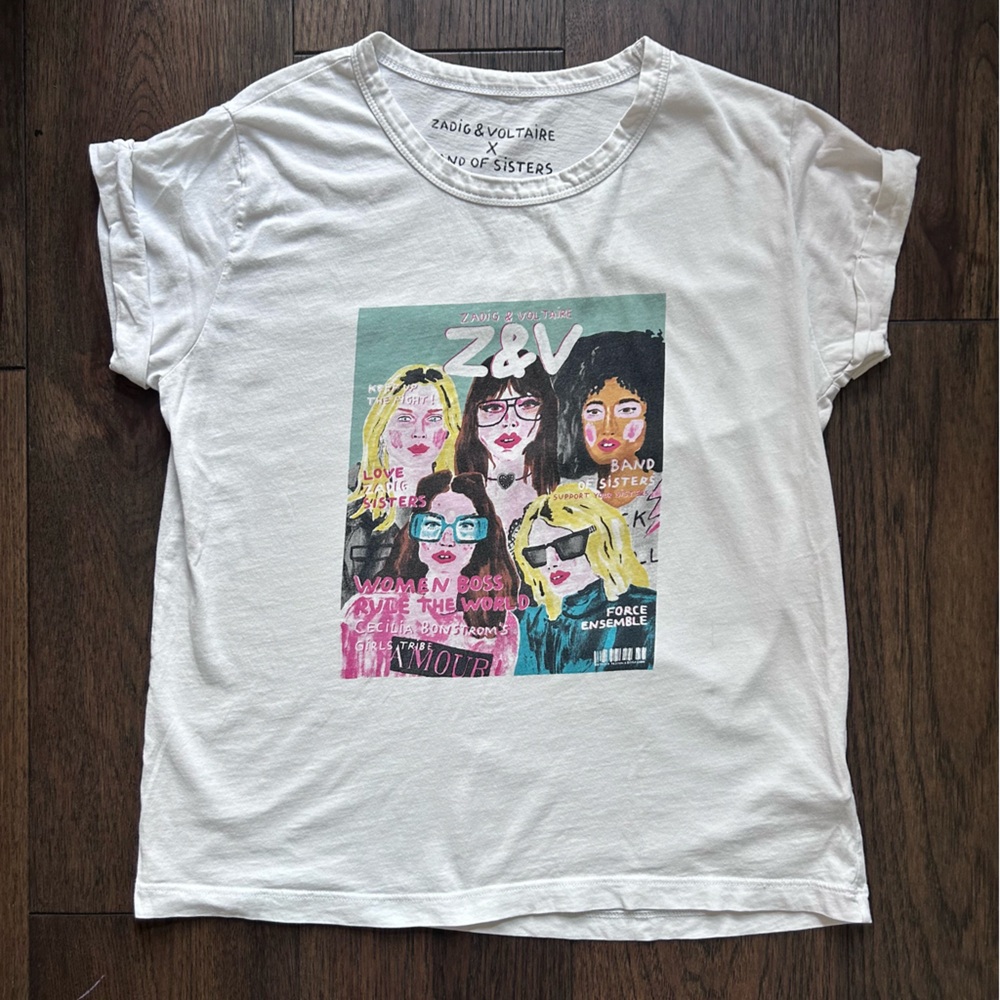 Zadig & Voltaire Band of Sisters White Tee